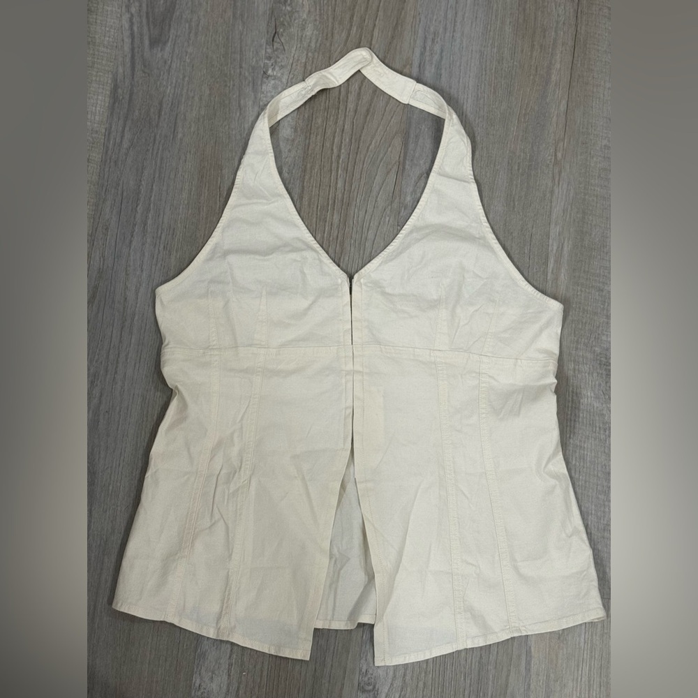 NWT Urban Outfitters Cream Sari Linen Vest - Picture 3 of 7